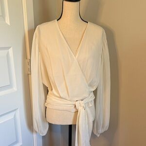 Elegant Cream Wrap Blouse